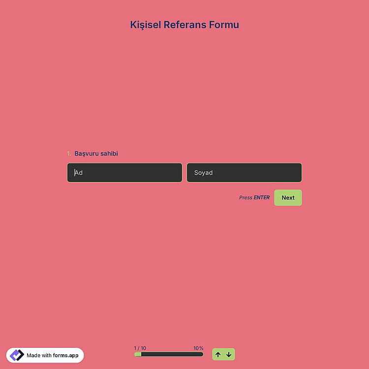 Kişisel Referans Formu Şablonu