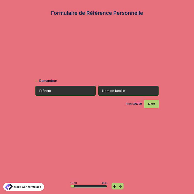 Formulaire de Référence Personnelle