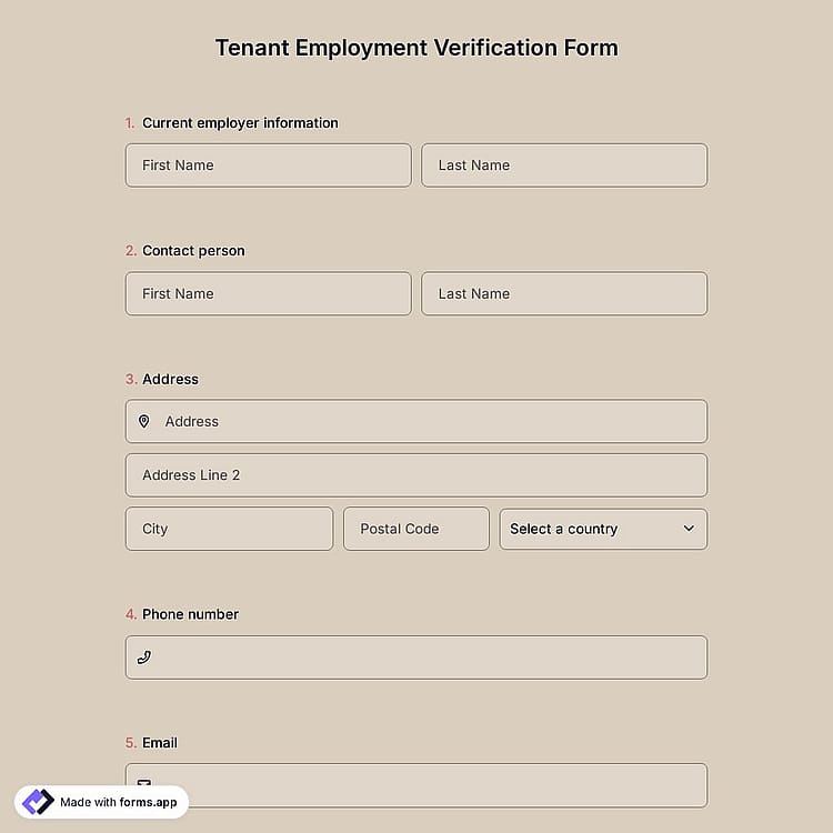 Tenant Employment Verification Form Template