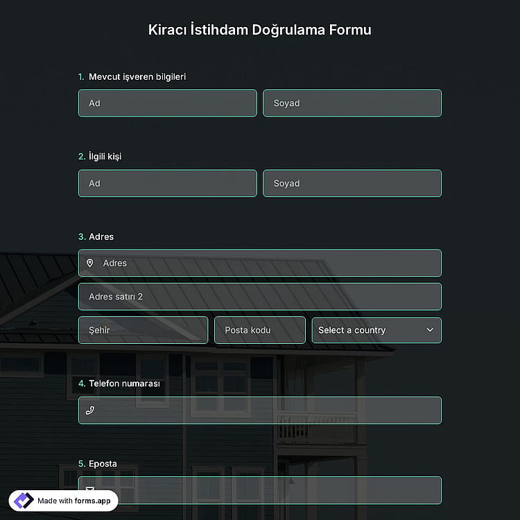 Kiracı İstihdam Doğrulama Formu Şablonu