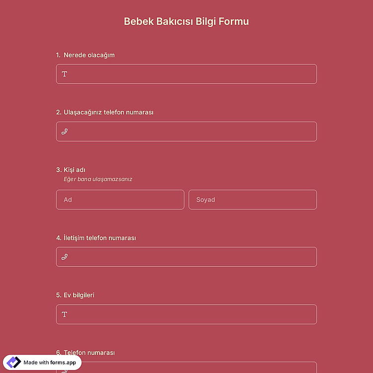 Bebek Bakıcısı Bilgi Sayfası Şablonu