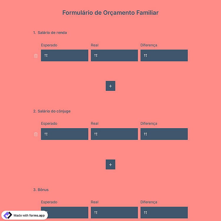 Formulário de Orçamento Familiar