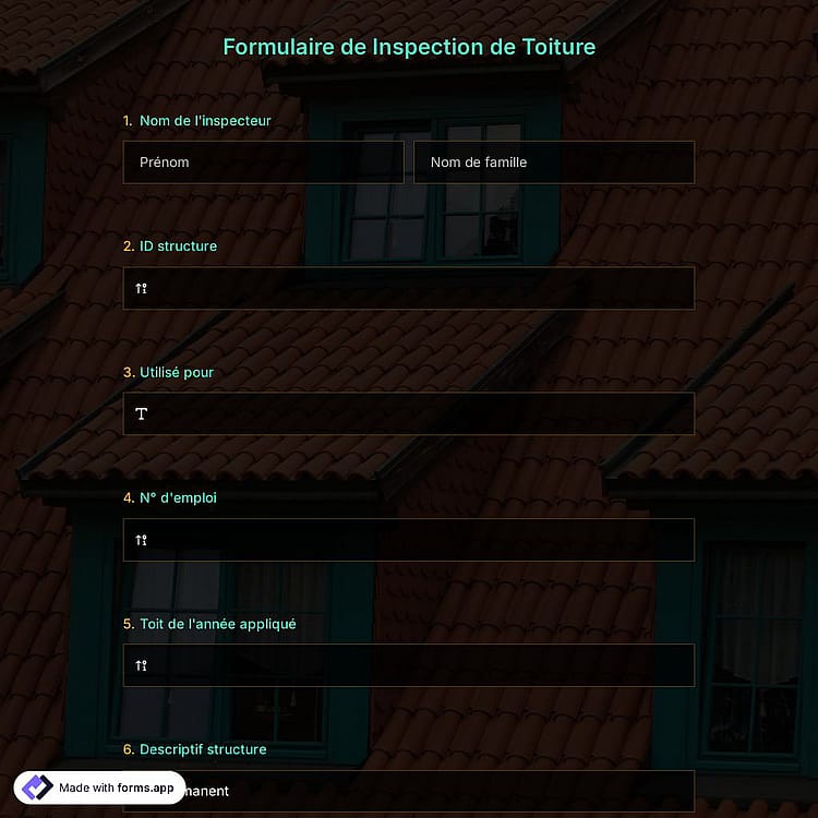 Formulaire de Inspection de Toiture
