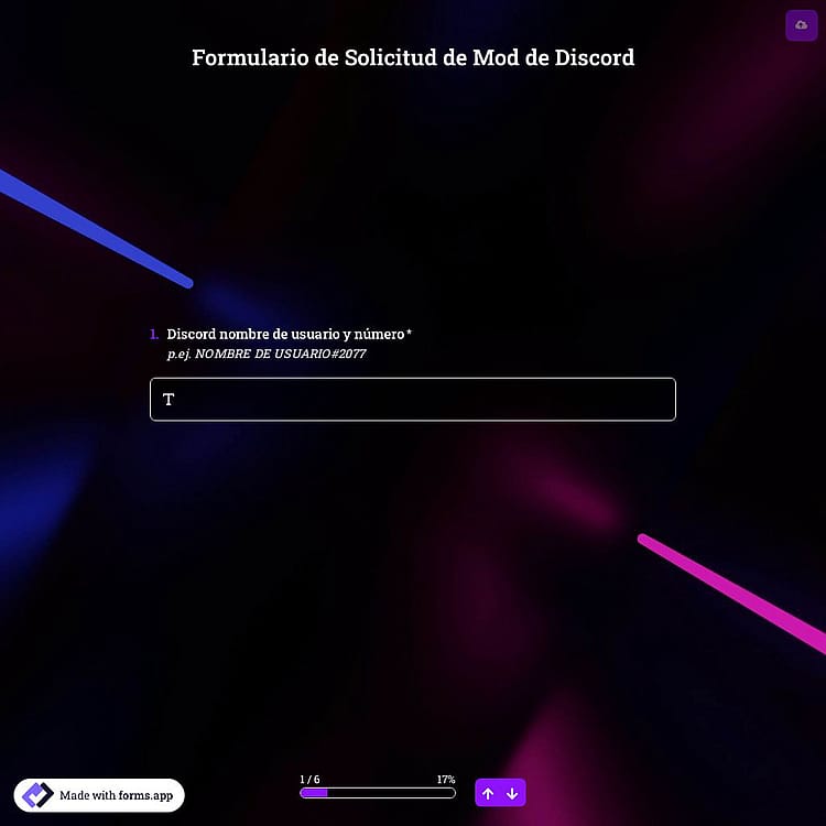 Plantilla de formulario de solicitud para moderador de Discord