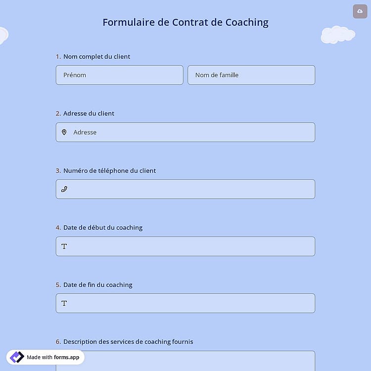 Formulaire de Contrat de Coach