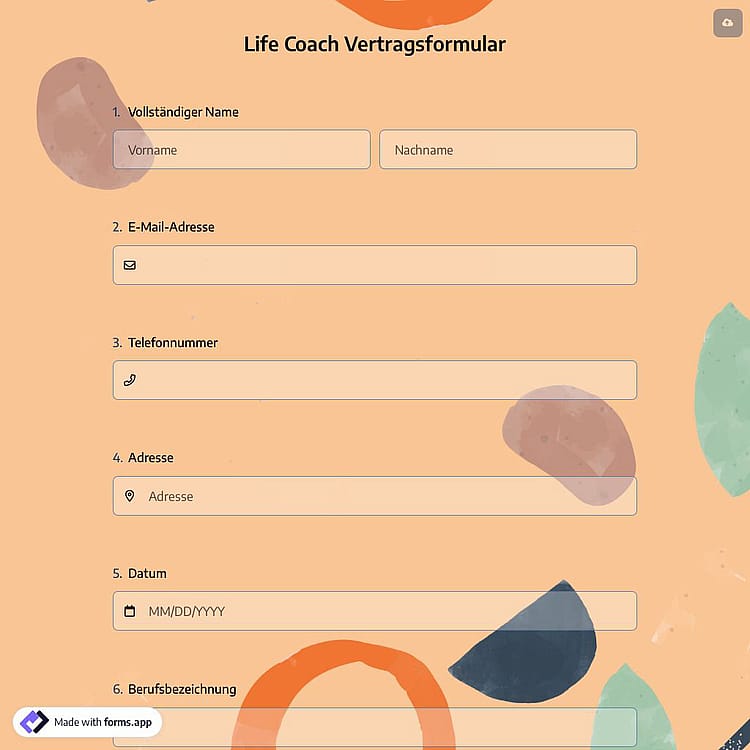 Life Coach Vertragsformular