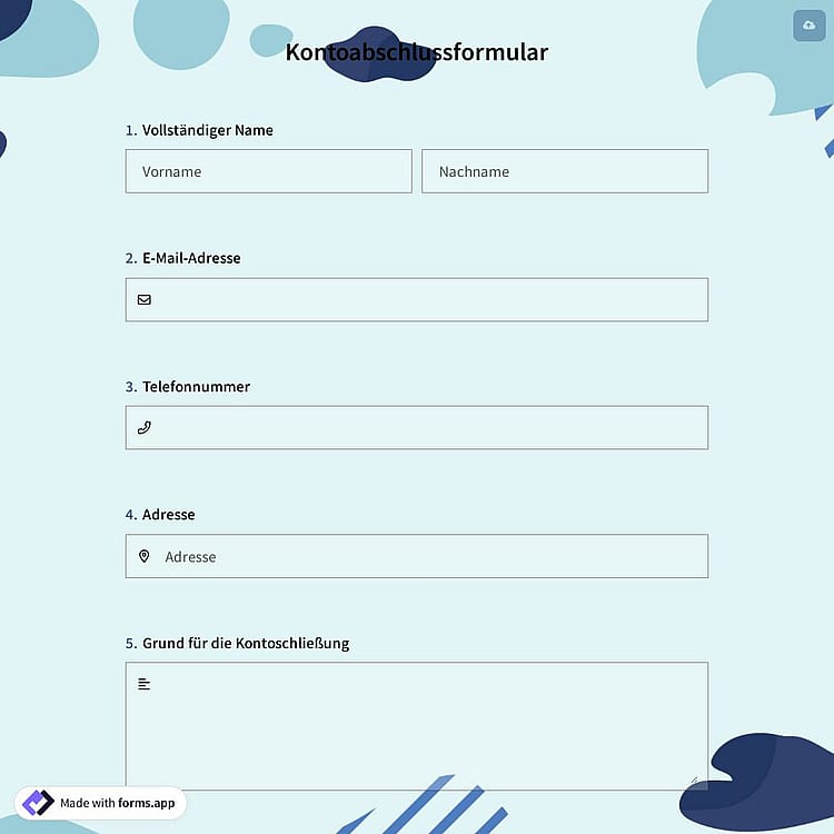 Kontoabschlussformular