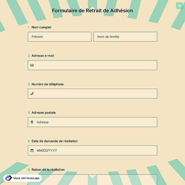 Formulaire de Retrait de Adhésion