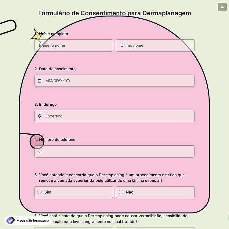 Formulário de Consentimento para Dermaplanagem
