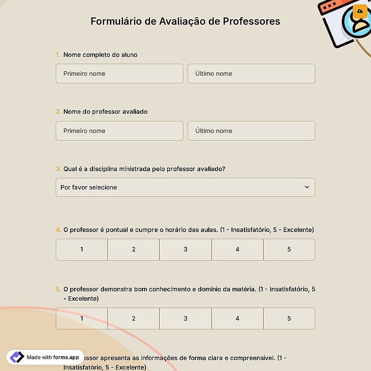 Formulário de Avaliação de Professor