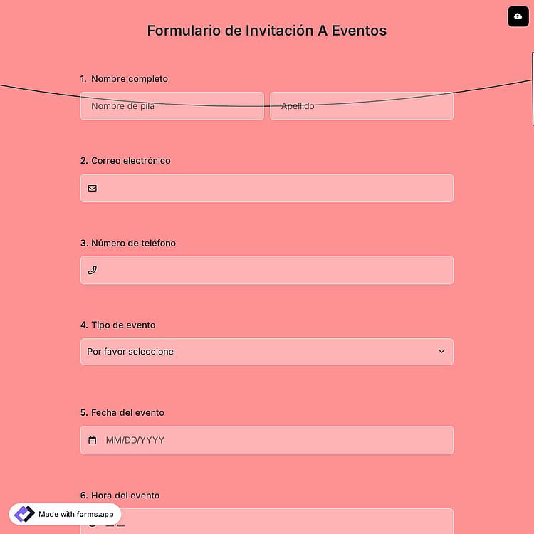Formulario de Invitación A Eventos