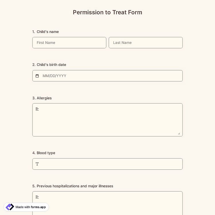 Permission to Treat Form