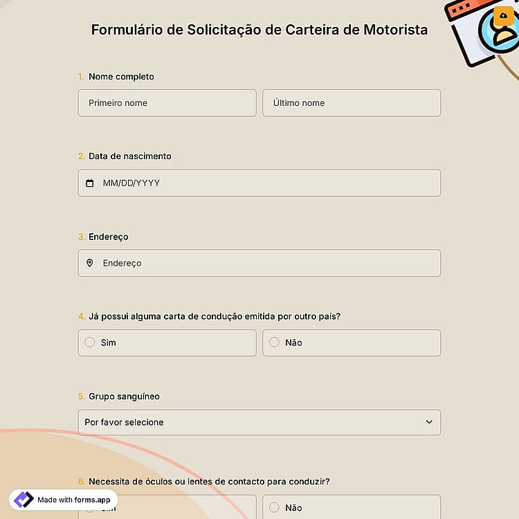 Formulário de Solicitação de Carteira de Motorista