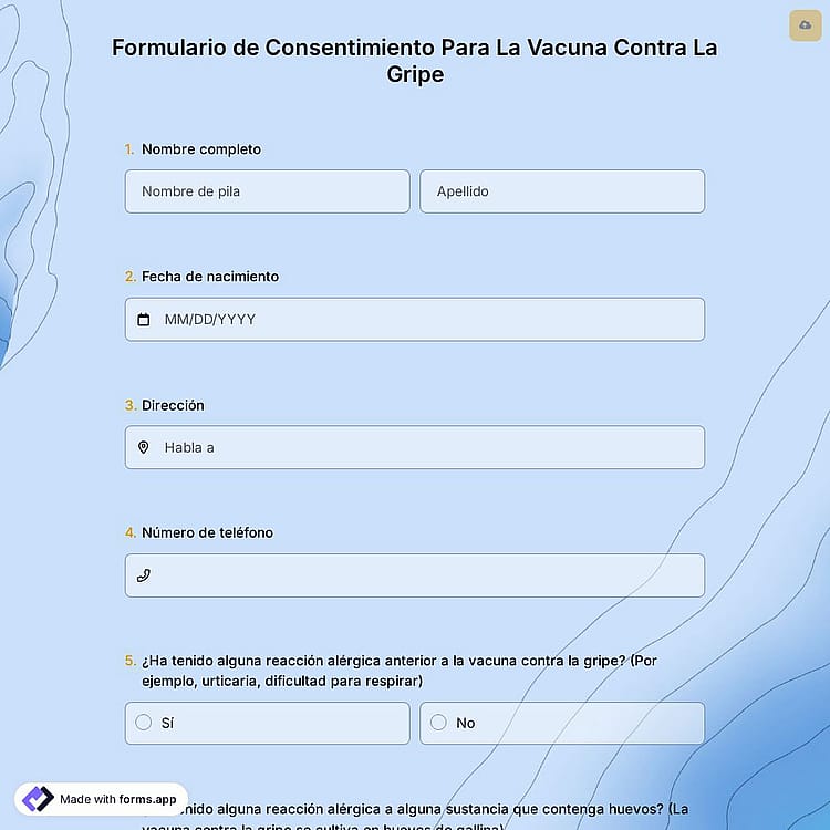 Formulario de Consentimiento Para La Vacuna Contra La Gripe