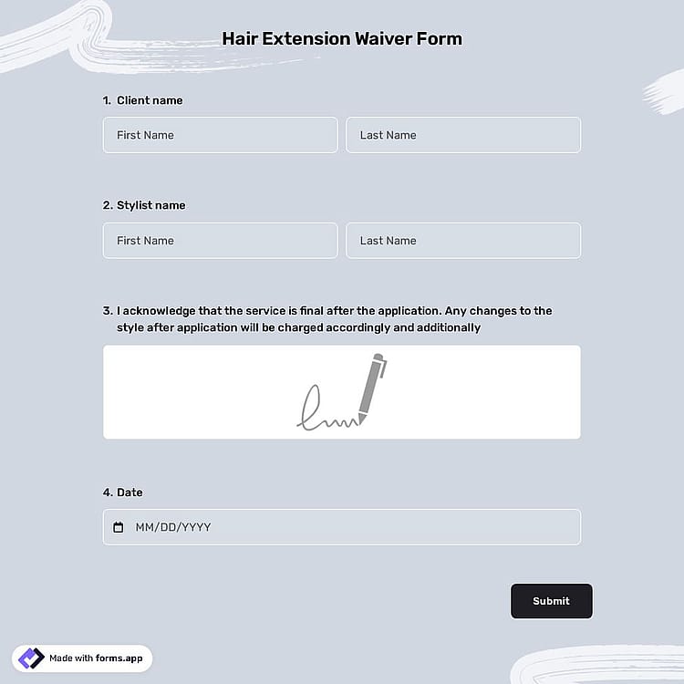 Hair Extension Waiver Form