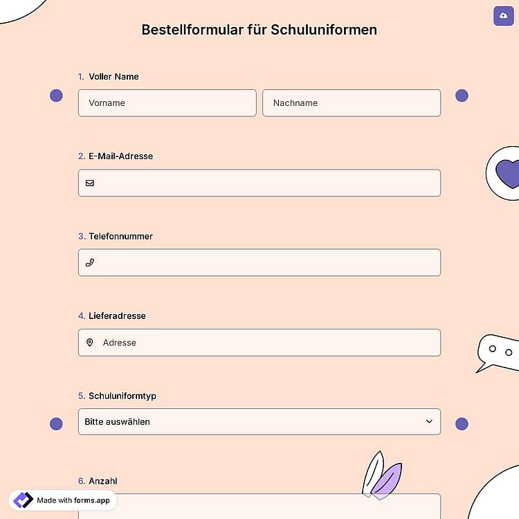 Bestellformular für Schuluniformen