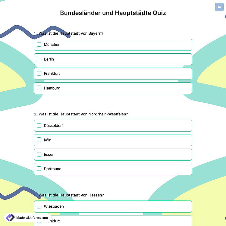 Bundesländer und Hauptstädte Quiz