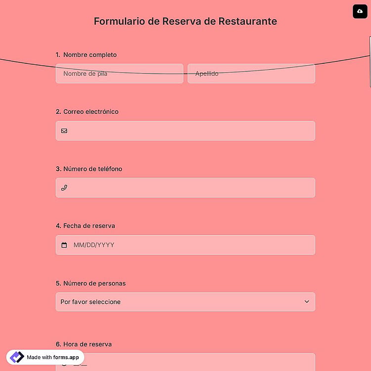 Formulario de Reserva de Restaurante