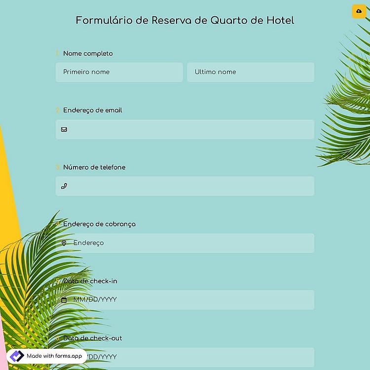 Formulário de Reserva de Quarto de Hotel