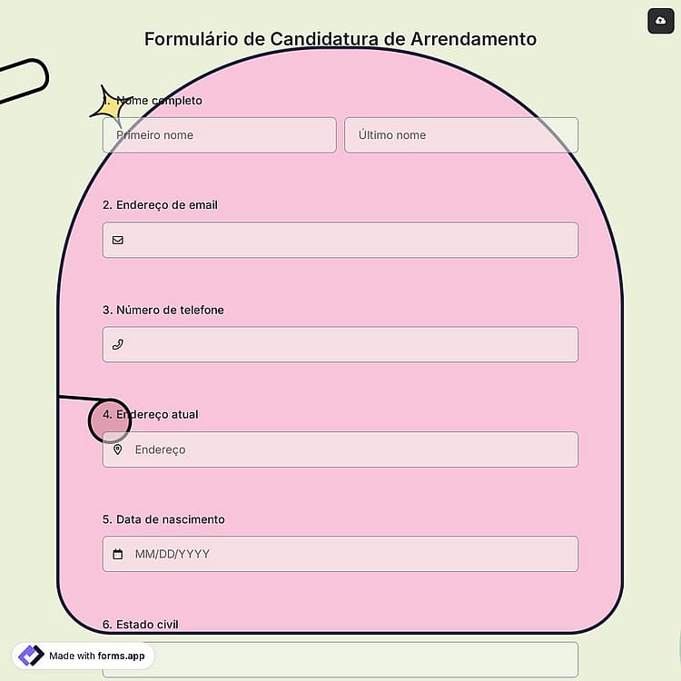 Formulário de Candidatura de Arrendamento