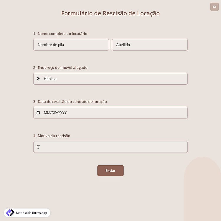 Formulário de Rescisão de Locação
