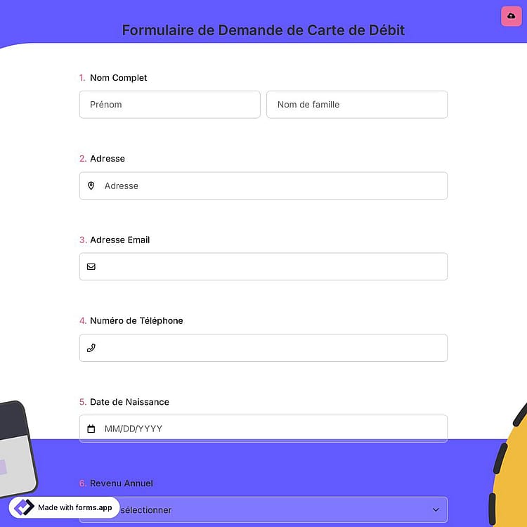 Formulaire de Demande de Carte de Débit
