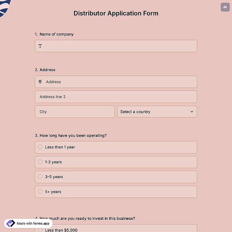 Distributor Application Form