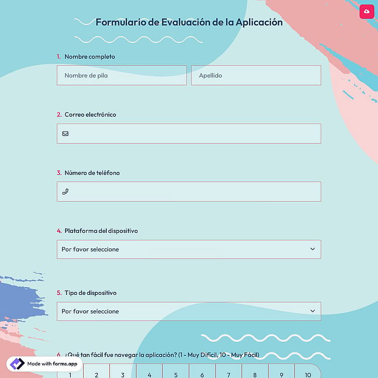 Formulario de Evaluación de la Aplicación