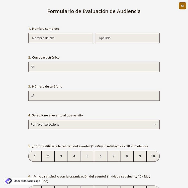 Formulario de Evaluación de Audiencia