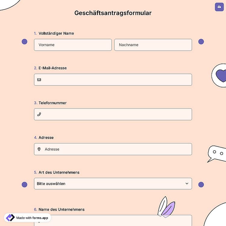 Geschäftsantragsformular