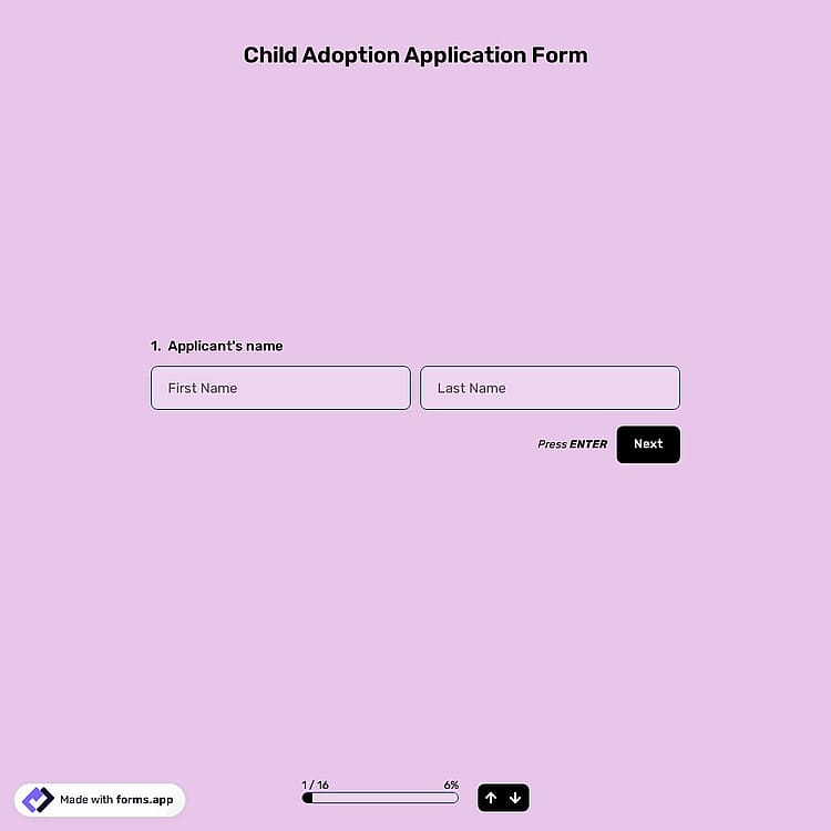 Child Adoption Application Form