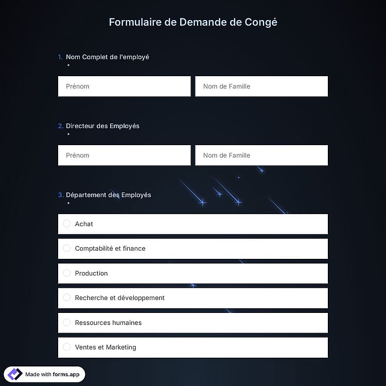 Formulaire de demande de congé