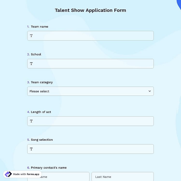Talent Show Application Form