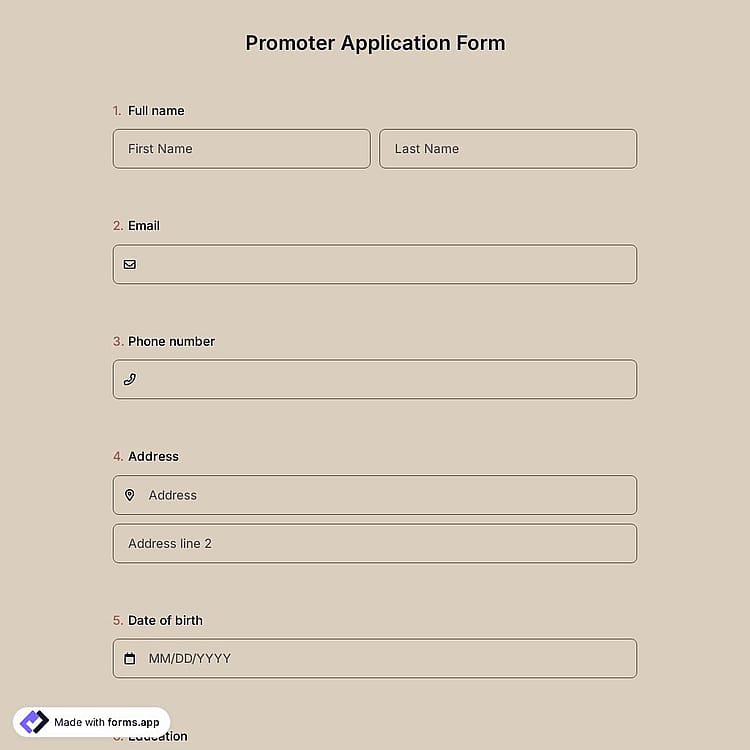 Promoter Application Form