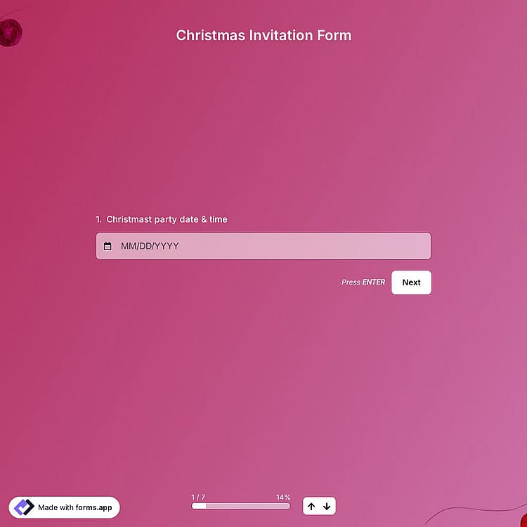 Christmas Invitation Form