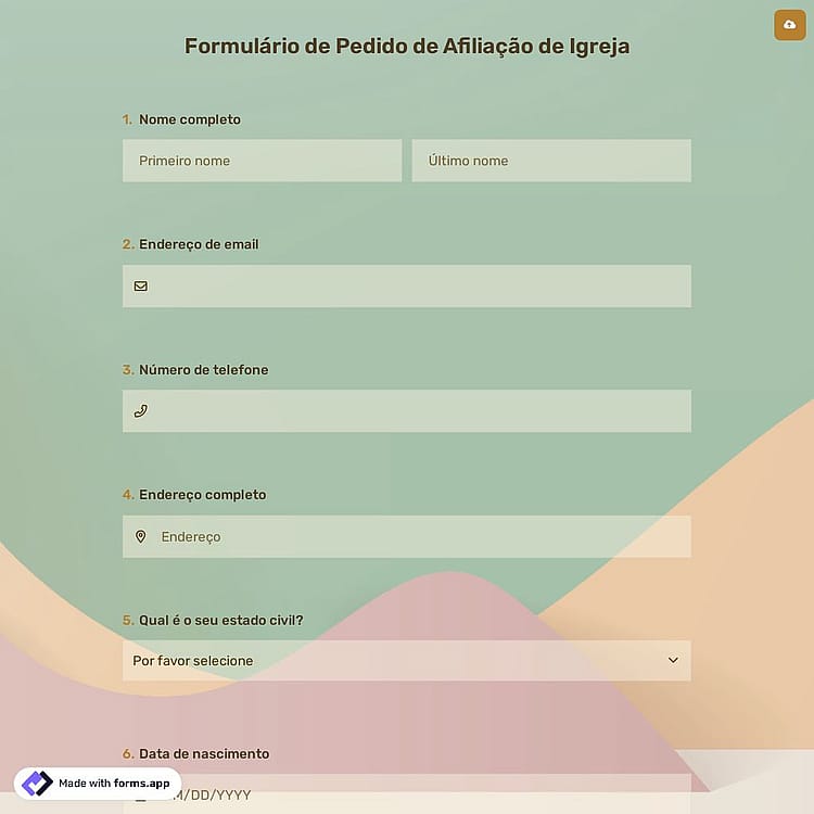 Formulário de Pedido de Afiliação de Igreja
