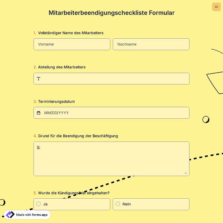 Mitarbeiterbeendigungscheckliste Formular