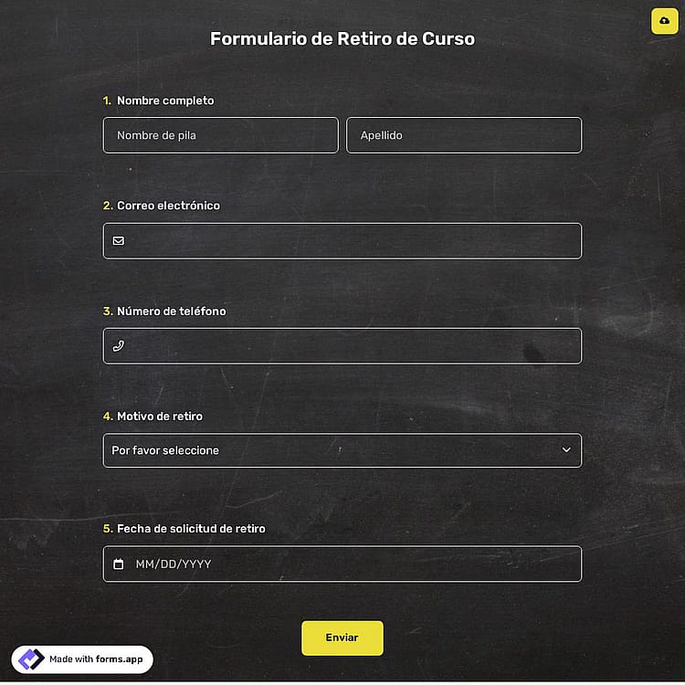 Formulario de Retiro de Curso