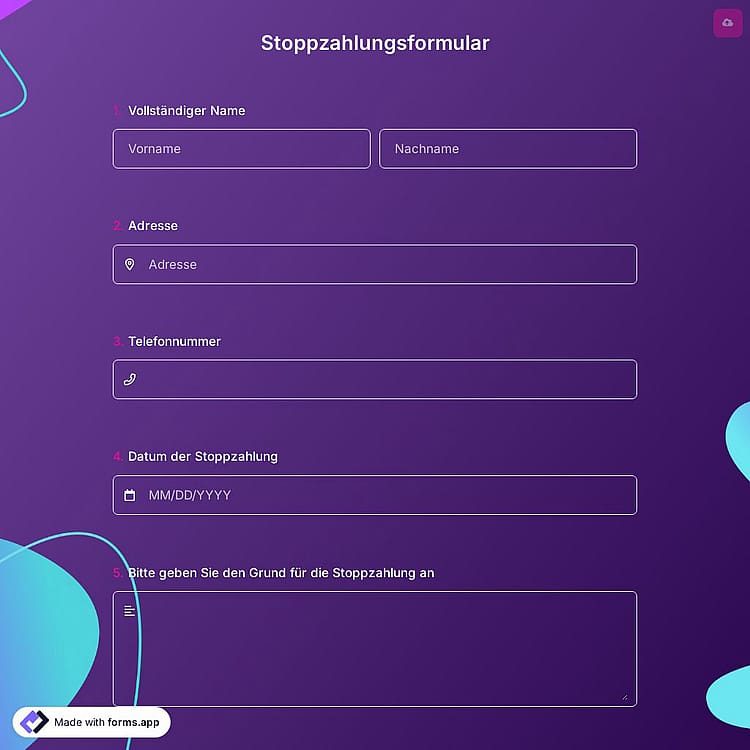 Stoppzahlungsformular