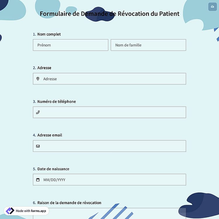 Formulaire de Demande de Révocation du Patient