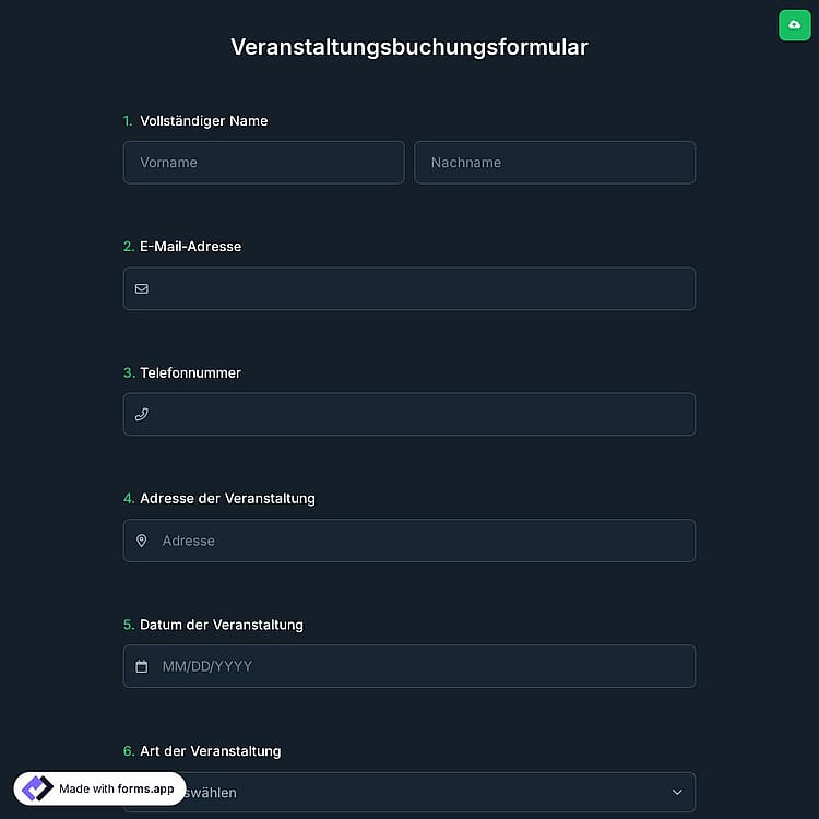 Veranstaltungsbuchungsformular