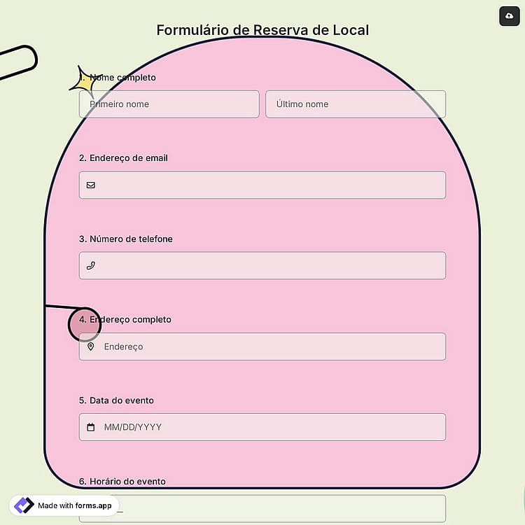 Formulário de Reserva de Local