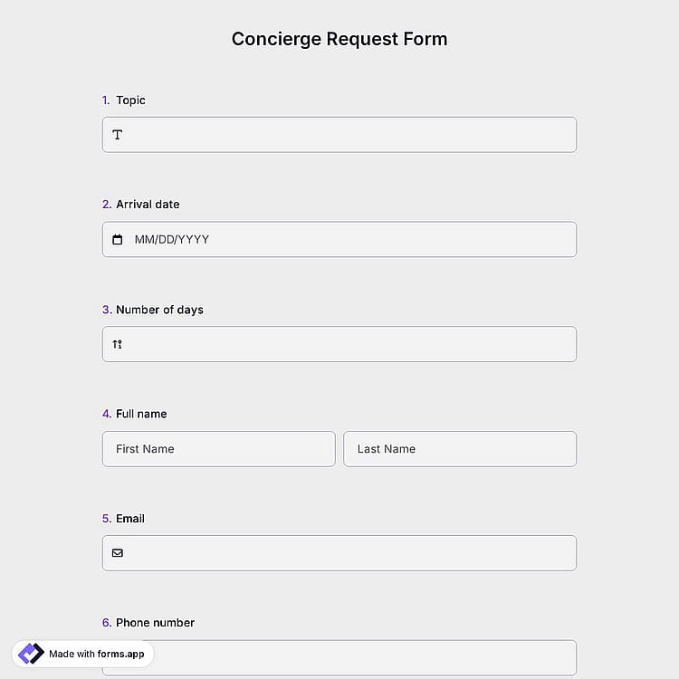 Concierge Request Form