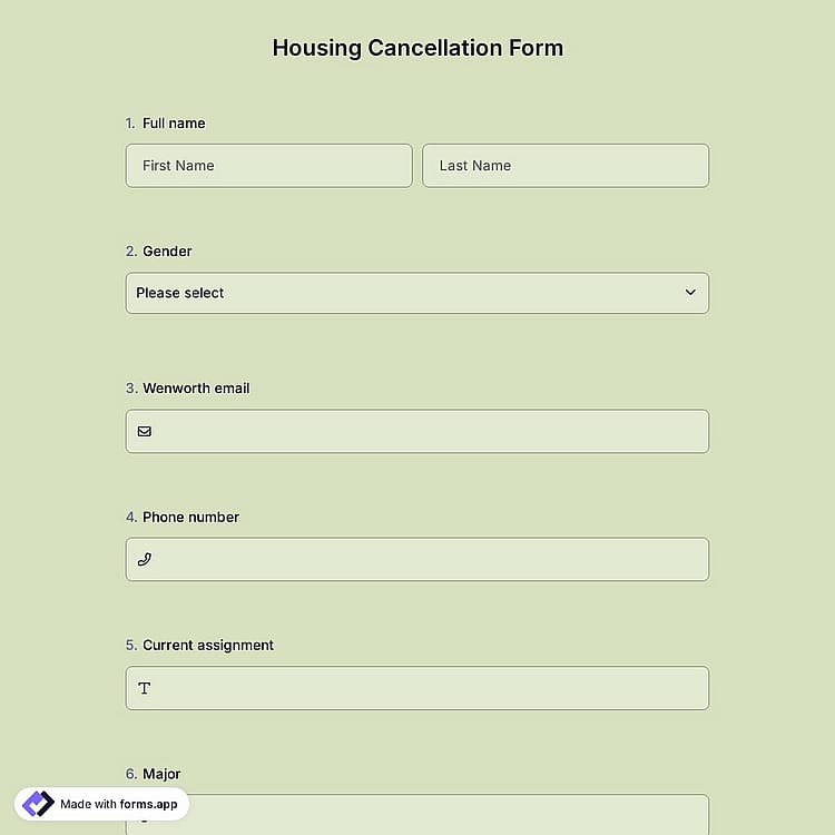 Housing Cancellation Form