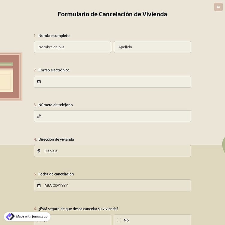 Formulario de Cancelación de Vivienda
