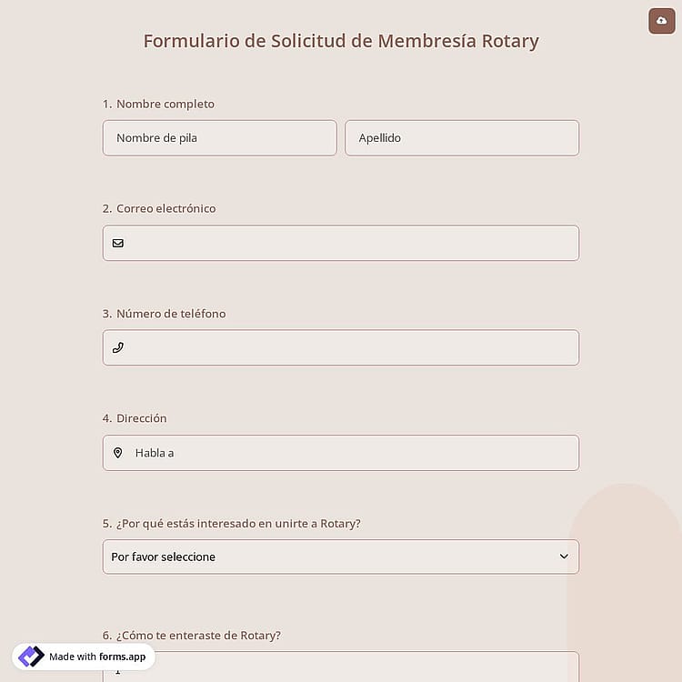 Formulario de Solicitud de Membresía Rotary
