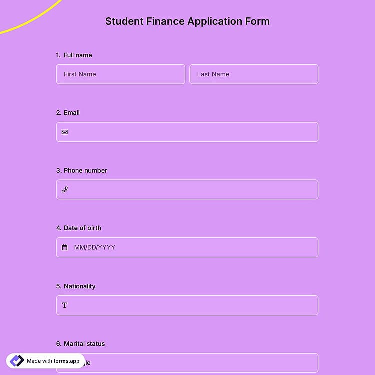 Student Finance Application Form
