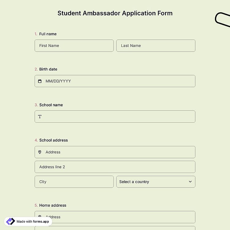 Student Ambassador Application Form