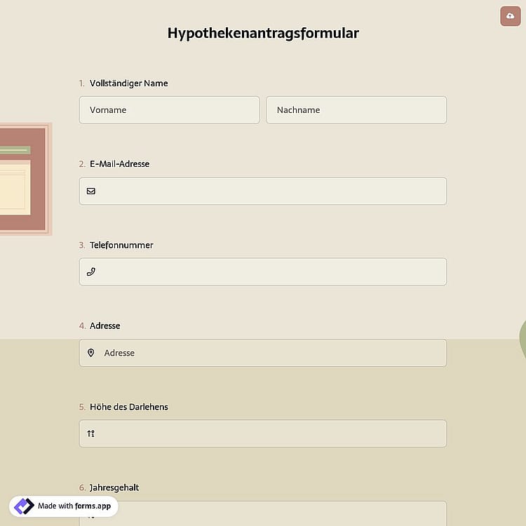 Hypothekenantragsformular