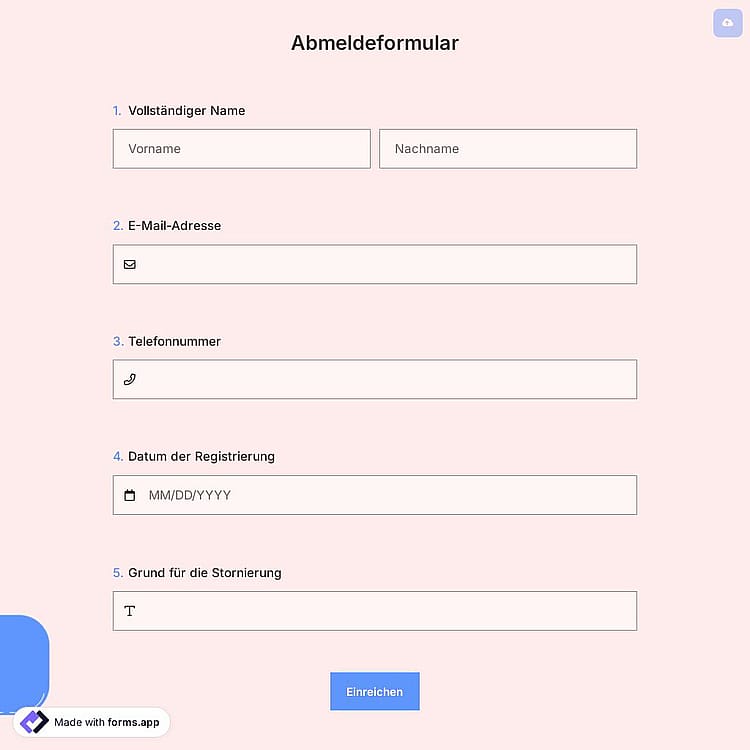 Abmeldeformular